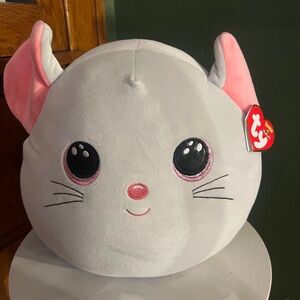 Ty Squish a boo Gray and Pink Mouse Plush Toy